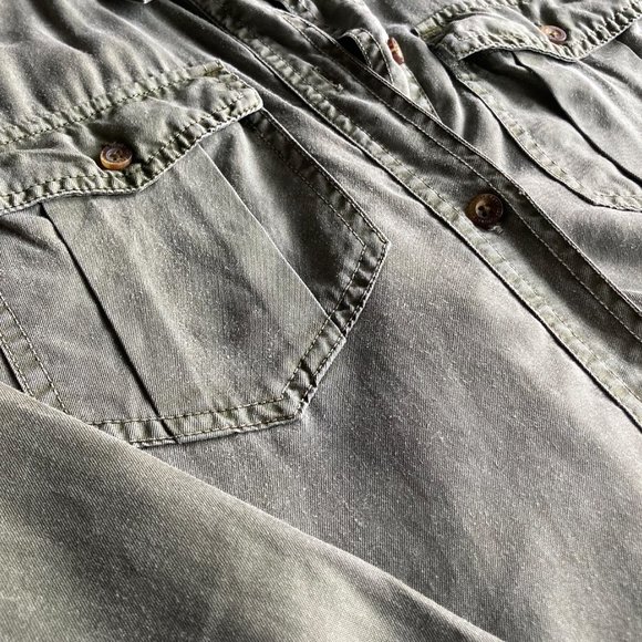 Oversized Long Sleeve Shirt Dress, Distressed Olive Green, Abercrombie & Fitch - Picture 7 of 10